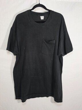 USA Vintage Y2K 90s GRUNGE Thrash FRUIT OF THE LOOM Black T-SHIRT Men Size XXXL.
